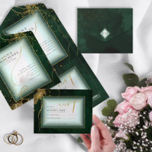 Fine Lines Gold Abstract Wedding V3 Emerald ID867