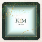 Fine Lines Gold Abstract Wedding V3 Emerald ID867 Kartonnen Onderzetters (Voorkant)