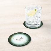 Fine Lines Gold Abstract Wedding V3 Emerald ID867 Ronde Kartonnen Onderzetter (Insitu)