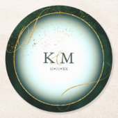 Fine Lines Gold Abstract Wedding V3 Emerald ID867 Ronde Kartonnen Onderzetter (Voorkant)