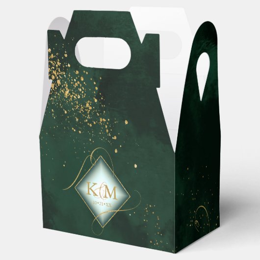 Fine Lines Gold Abstract Wedding V3 Green ID867 Bedankdoosjes (Geopend)