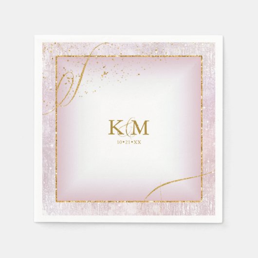 Fine Lines Gold Abstract Wedding V3 Mauve ID867 Servet (Voorkant)