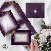 Fine Lines Gold Abstract Wedding V3 Plum ID867