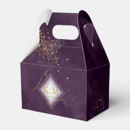 Fine Lines Gold Abstract Wedding V3 Plum ID867 Bedankdoosjes