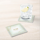 Fine Lines Gold Abstract Wedding V3 Sage ID867 Kartonnen Onderzetters (Insitu)