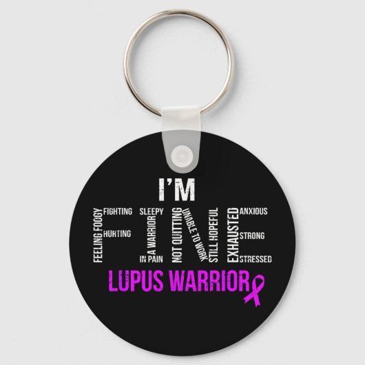 FINE Lupus Bewustzijn Warrior Strijder Auto-immuun Sleutelhanger (Voorkant)