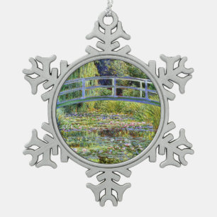 Fine Monet Japanse Bridge & Water-Lily Pond Tin Sneeuwvlok Ornament