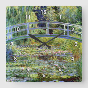 Fine Monet Japanse Bridge & Water-Lily Pond Vierkante Klok