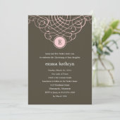 Fine Monogram Baptism/Christening Invitation Kaart (Staand voorkant)