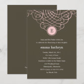 Fine Monogram Baptism/Christening Invitation Kaart (Voorkant / Achterkant)