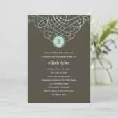 Fine Monogram Baptism/Christening Invitation Kaart (Staand voorkant)