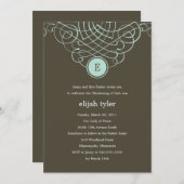 Fine Monogram Baptism/Christening Invitation Kaart (Voorkant / Achterkant)