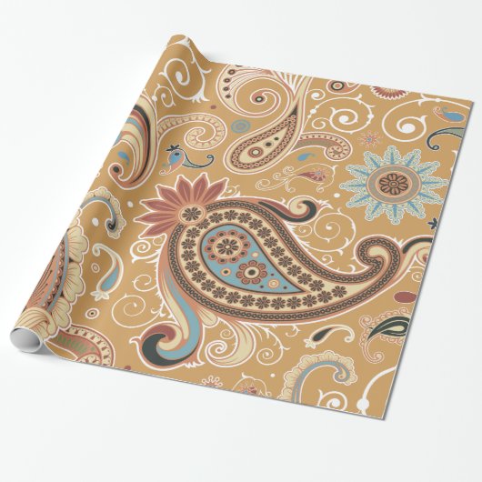 Fine Paisley Cool Cute Girly Retro Mode Cadeaupapier (Uitgerold)