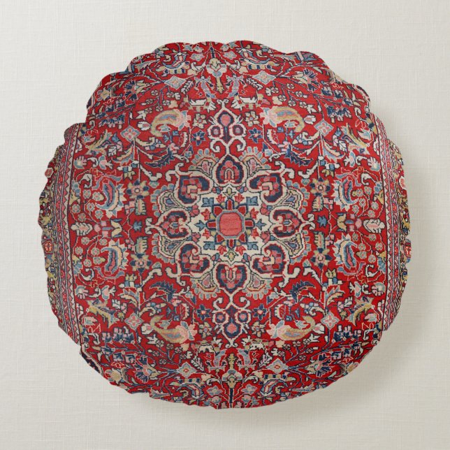 Fine Persia Bijar Red Blue Yellow  Rond Kussen (Voorkant)