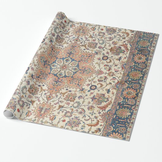 Fine Persia Tabriz Blue Rust Oranje  Cadeaupapier (Uitgerold)