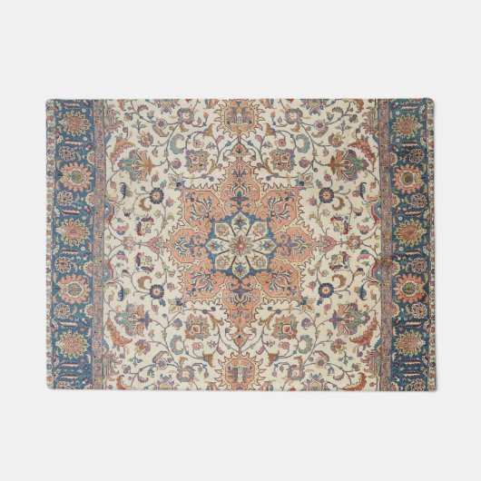 Fine Persia Tabriz Blue Rust Oranje Deurmat (Voorkant)