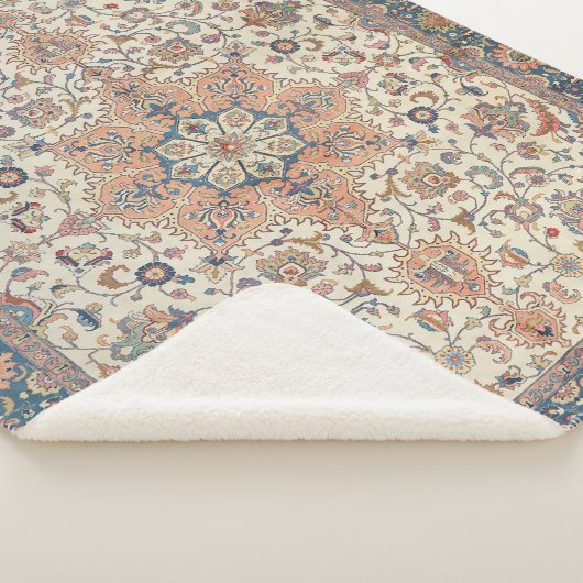 Fine Persia Tabriz Blue Rust Oranje  Sherpa Deken (3/4)