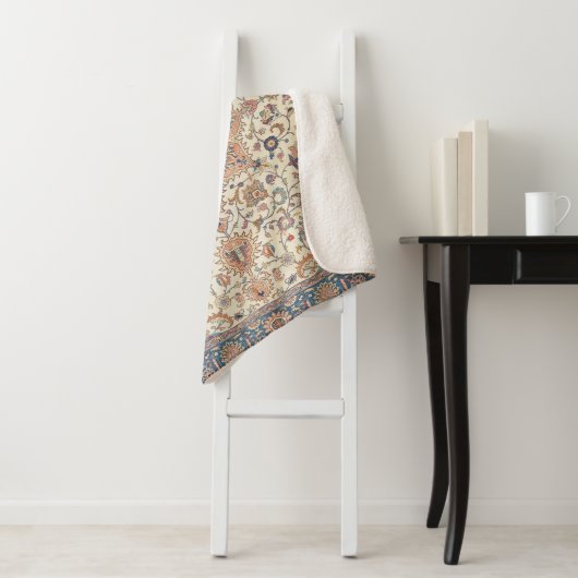 Fine Persia Tabriz Blue Rust Oranje Sherpa Deken (In situ)