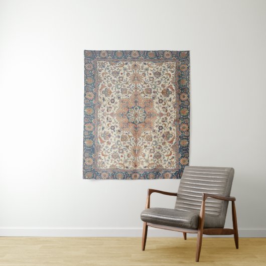 Fine Persia Tabriz Blue Rust Oranje Wandkleed (In situ)