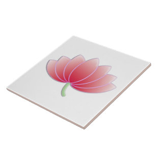 Fine Pink Lotus Flower Cute Girly Retro Floral Tegeltje