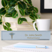 Fine Professional Light Blue Gold Caduceus Naambordje