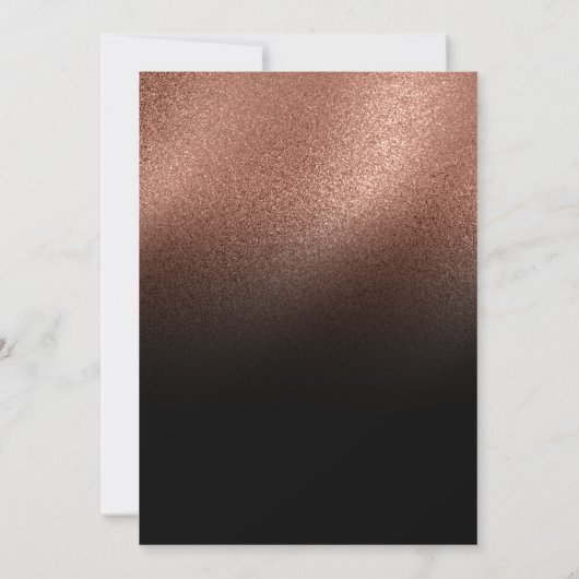 Fine Roos Gold Glitter Black Ombre Opslaan Datum Kaart (Achterkant)