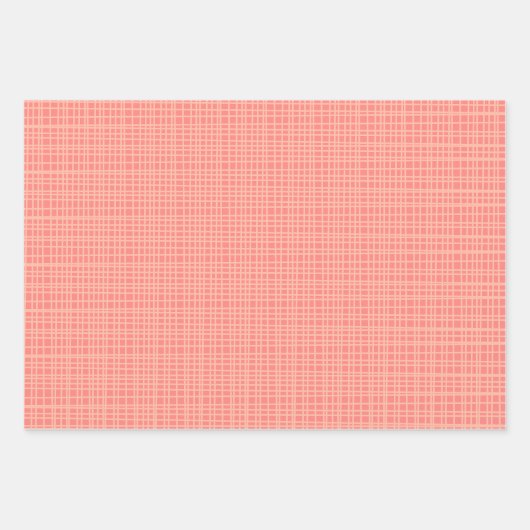 Fine Weave Weven Stripe Gingham Pattern Blush Pink Inpakpapier Vel (Voorkant 3)