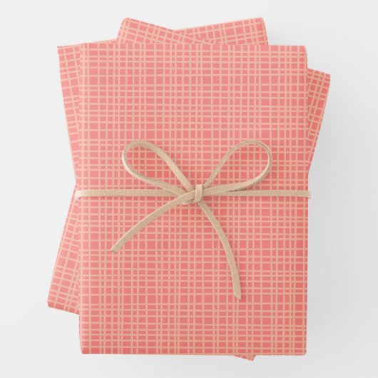 Fine Weave Weven Stripe Gingham Pattern Blush Pink Inpakpapier Vel (In situ)