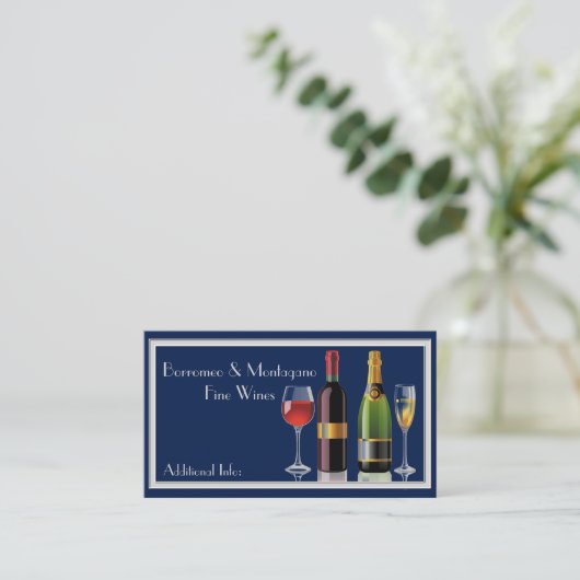 Fine Wine Blue Visitekaartje (Staand voorkant)