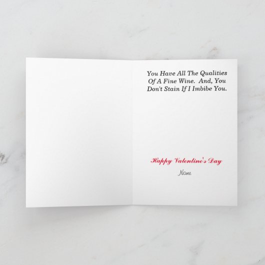 Fine Wine Valentijnsdag Card Kaart (Binnen)