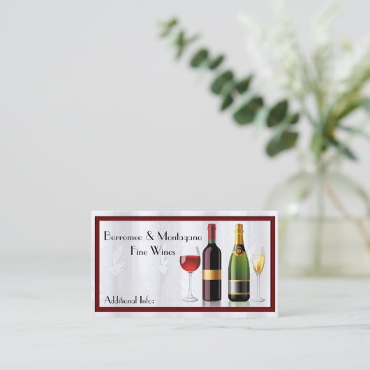 Fine Wine White Visitekaartje (Staand voorkant)