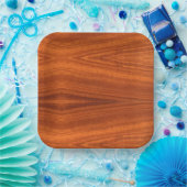Fine Wood Grain Teak Mahogany Veneer Papieren Bordje (Feest)