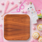 Fine Wood Grain Teak Mahogany Veneer Papieren Bordje (Feest)