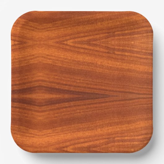 Fine Wood Grain Teak Mahogany Veneer Papieren Bordje (Voorkant)