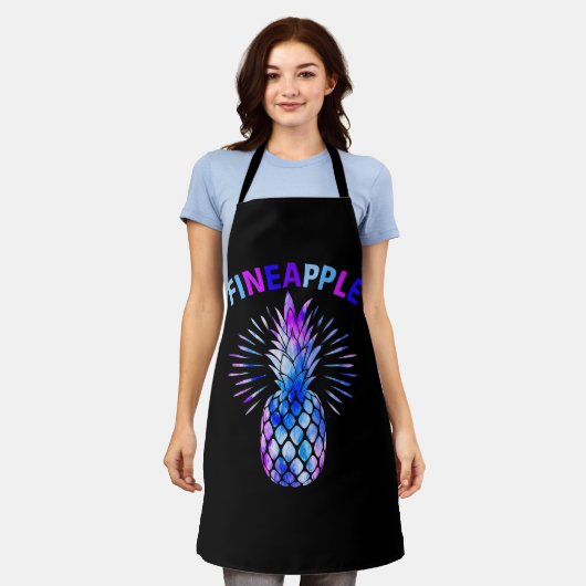 Fineapple Pastel Waterverf Ananas Meme Graphic Schort (Gedragen)