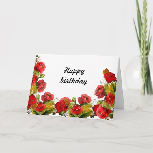 FINEART BIRTHDAY SCARLET POPPIES KAART (Voorkant)