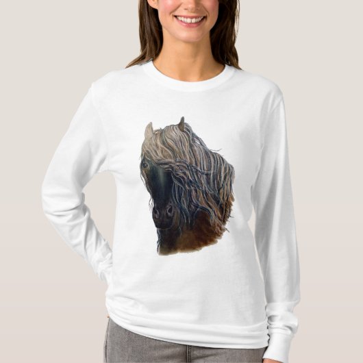 Fineart Mustang Horse Dames Hoodie T-shirt (Voorkant)