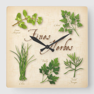 Fines Herbes Wall Clock Vierkante Klok