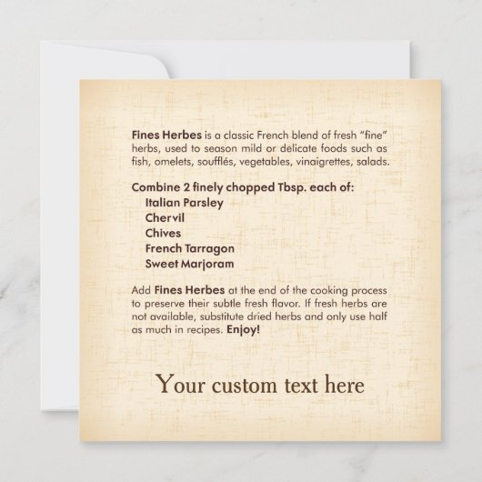 Fines Herbs Recipe Card (Achterkant)