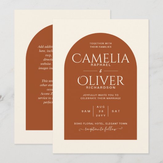 Finest Arch Terracotta MONOCHROME Weddenschap Kaart (Voorkant / Achterkant)