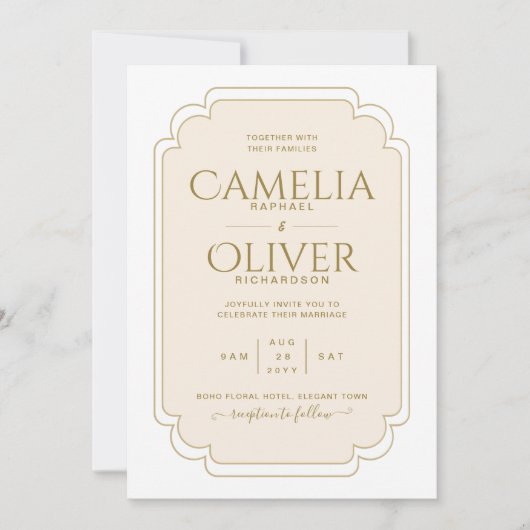 Finest Beige Cream Gold MONOCHROME Weddenschap Kaart (Voorkant)