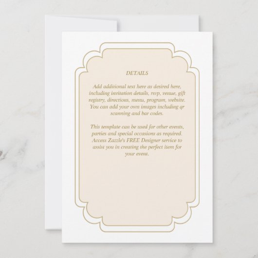 Finest Beige Cream Gold MONOCHROME Weddenschap Kaart (Achterkant)
