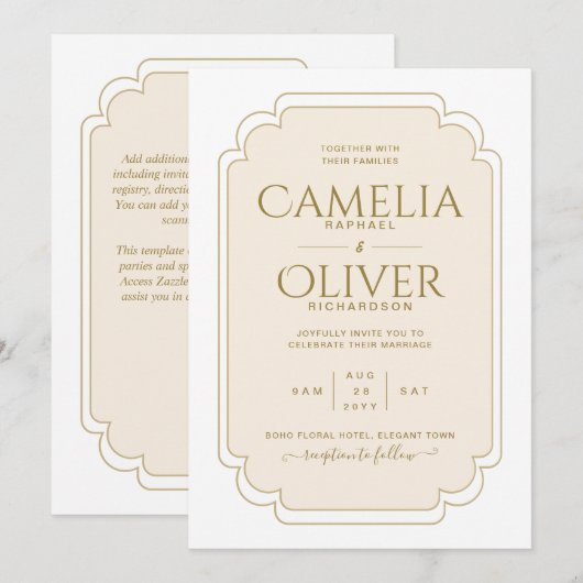 Finest Beige Cream Gold MONOCHROME Weddenschap Kaart (Voorkant / Achterkant)