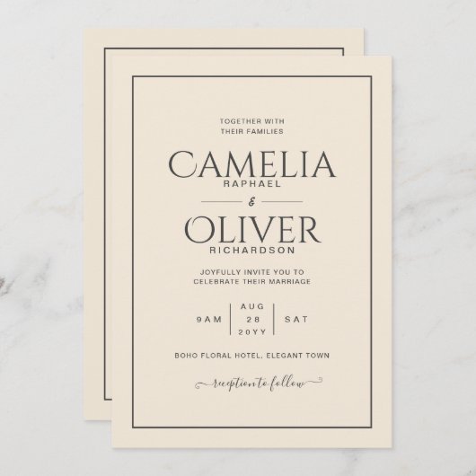 Finest Light Beige Cream MONOCHROME Weddenschap Kaart (Voorkant / Achterkant)