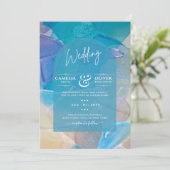 Finest Zee Glass Blauwgroen Blue Ocean Beach Zee W Kaart (Staand voorkant)