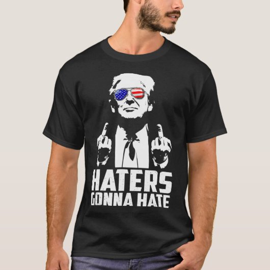 Finger Funny Haters gaan President Donald TR haten T-shirt (Voorkant)