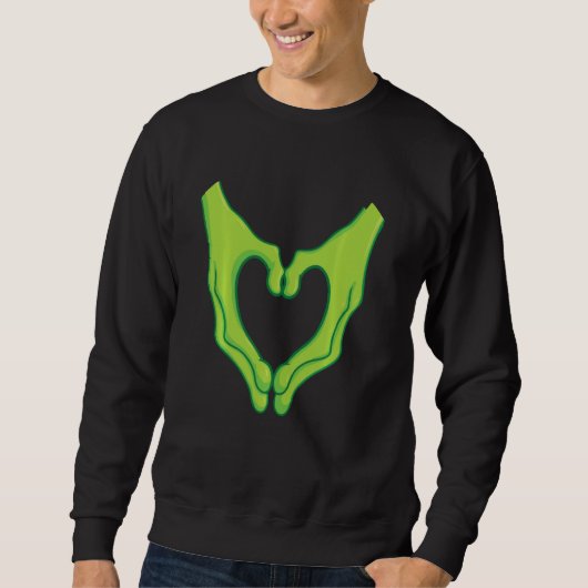 Finger Heart Shape Halloween Alien Hand Trui (Voorkant)