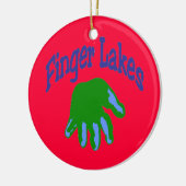 Finger Lake Cartoon Keramisch Ornament (Links)