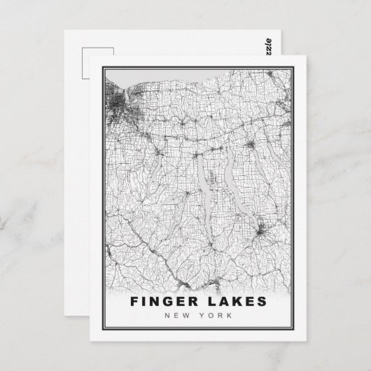 Finger Lakes Map Briefkaart (Voorkant / Achterkant)