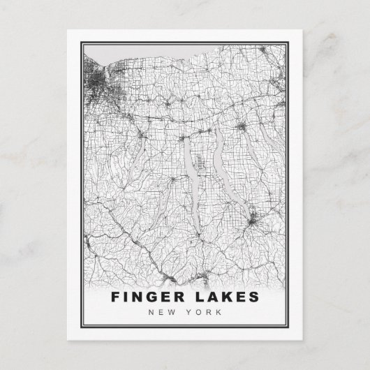 Finger Lakes Map Briefkaart (Voorkant)